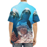 Cute Dolphins In The Ocean Print Aloha Shirt
