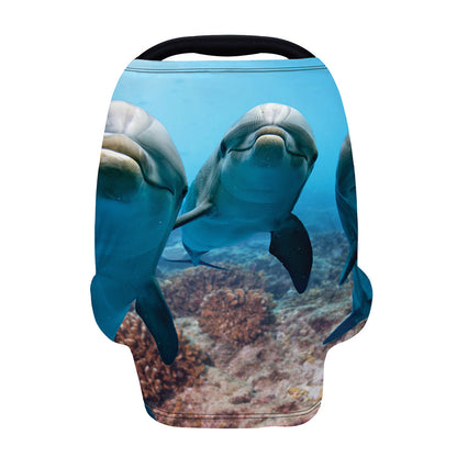 Cute Dolphins In The Ocean Print Baby Seat Cover