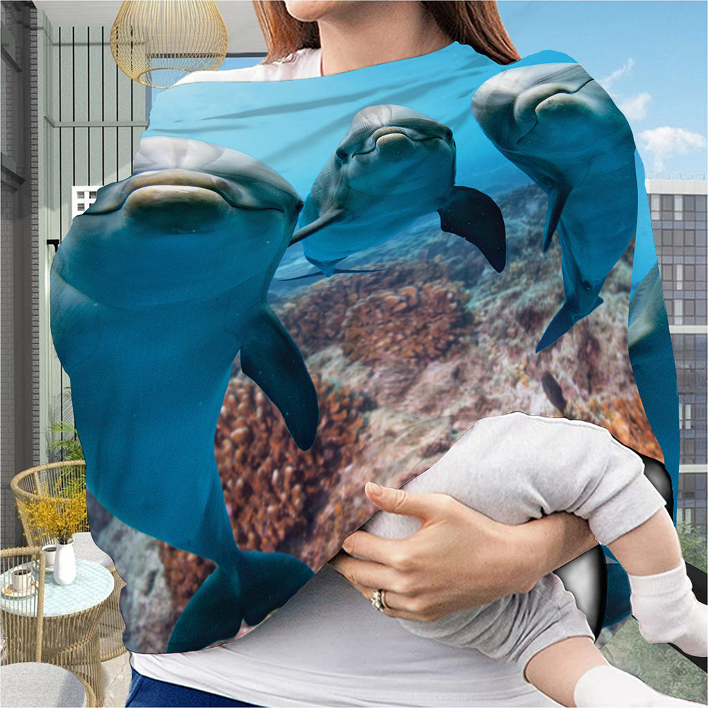 Cute Dolphins In The Ocean Print Baby Seat Cover