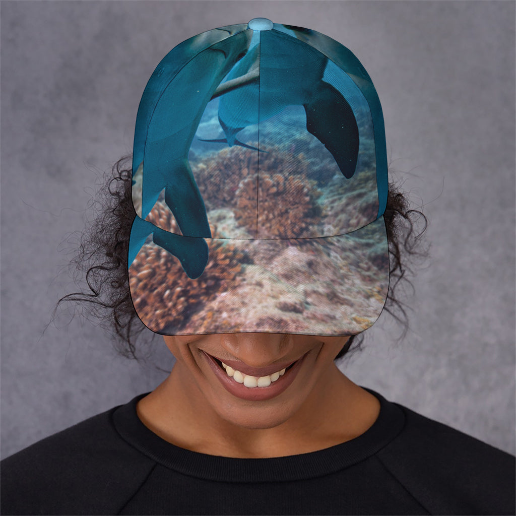 Cute Dolphins In The Ocean Print Baseball Cap