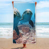 Cute Dolphins In The Ocean Print Beach Towel