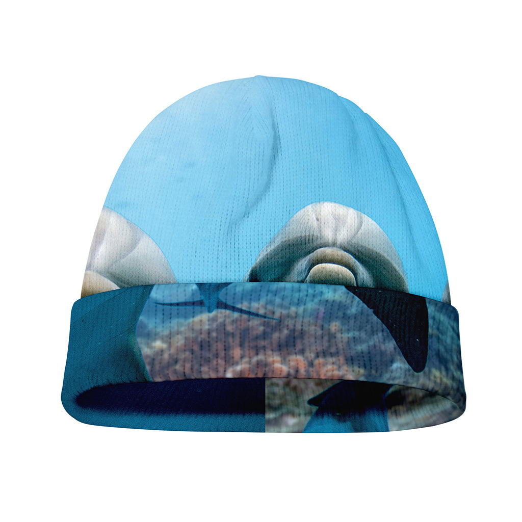 Cute Dolphins In The Ocean Print Beanie