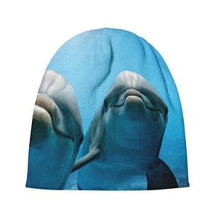 Cute Dolphins In The Ocean Print Beanie