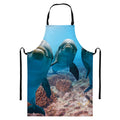Cute Dolphins In The Ocean Print Bib Apron With Pocket