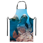 Cute Dolphins In The Ocean Print Bib Apron With Pocket