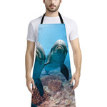 Cute Dolphins In The Ocean Print Bib Apron With Pocket