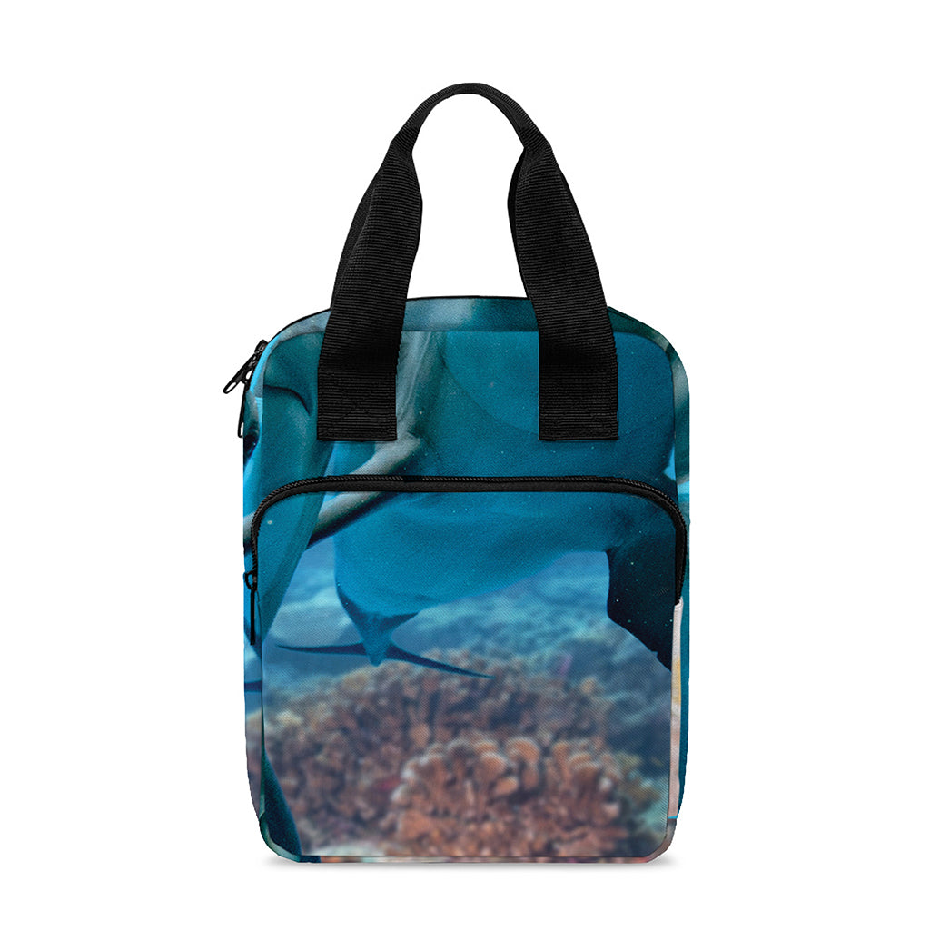 Cute Dolphins In The Ocean Print Bible Tote Bag