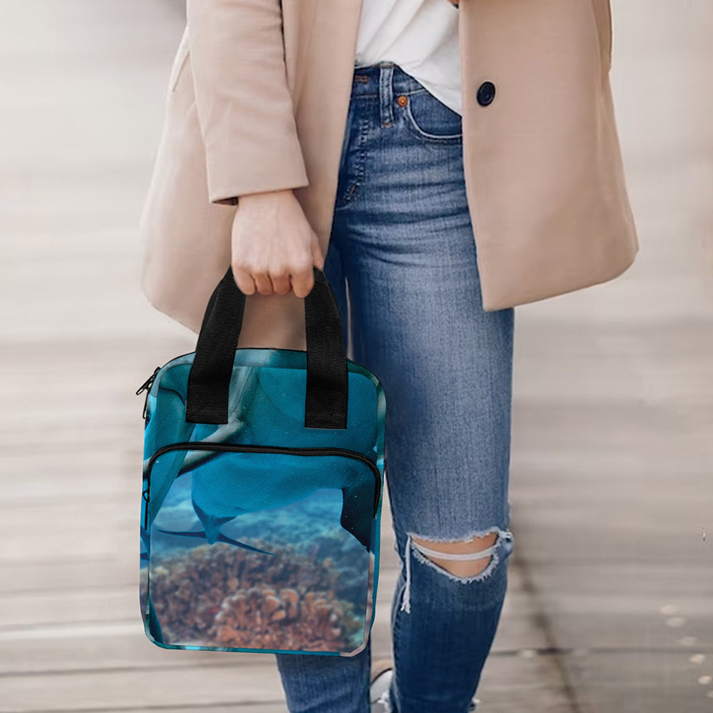 Cute Dolphins In The Ocean Print Bible Tote Bag