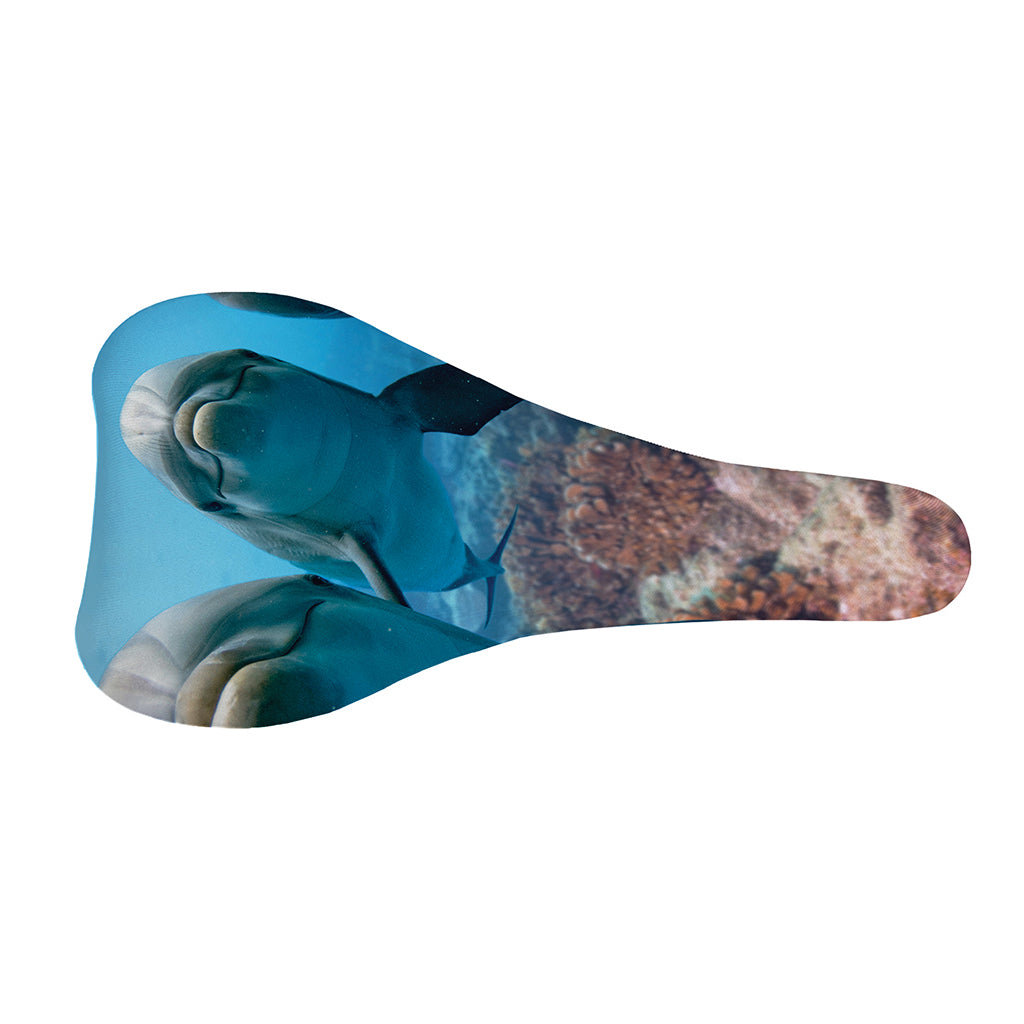 Cute Dolphins In The Ocean Print Bicycle Seat Cover