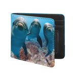 Cute Dolphins In The Ocean Print Bifold Wallet