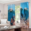 Cute Dolphins In The Ocean Print Blackout Grommet Curtains