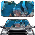 Cute Dolphins In The Ocean Print Car Windshield Sun Shade