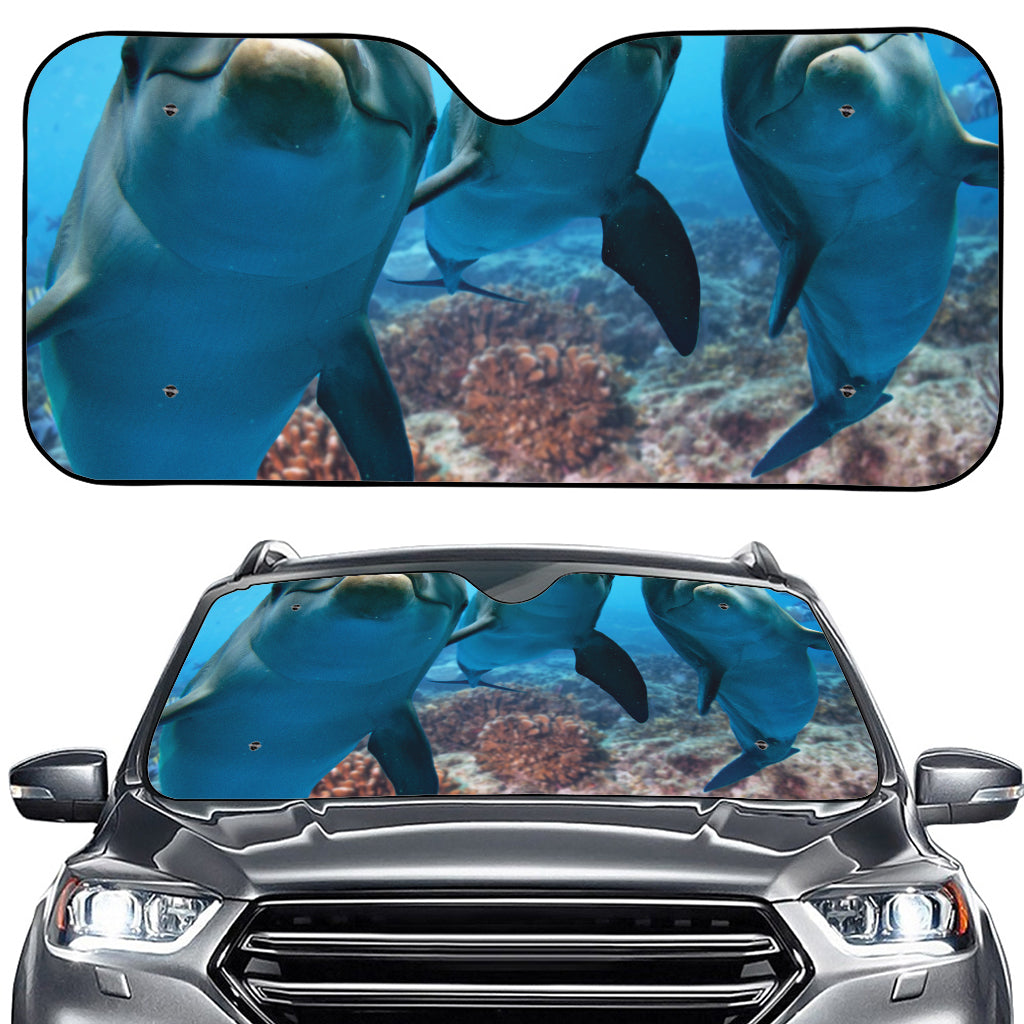 Cute Dolphins In The Ocean Print Car Windshield Sun Shade