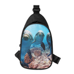Cute Dolphins In The Ocean Print Chest Bag