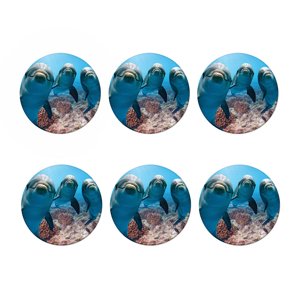 Cute Dolphins In The Ocean Print Coaster Set
