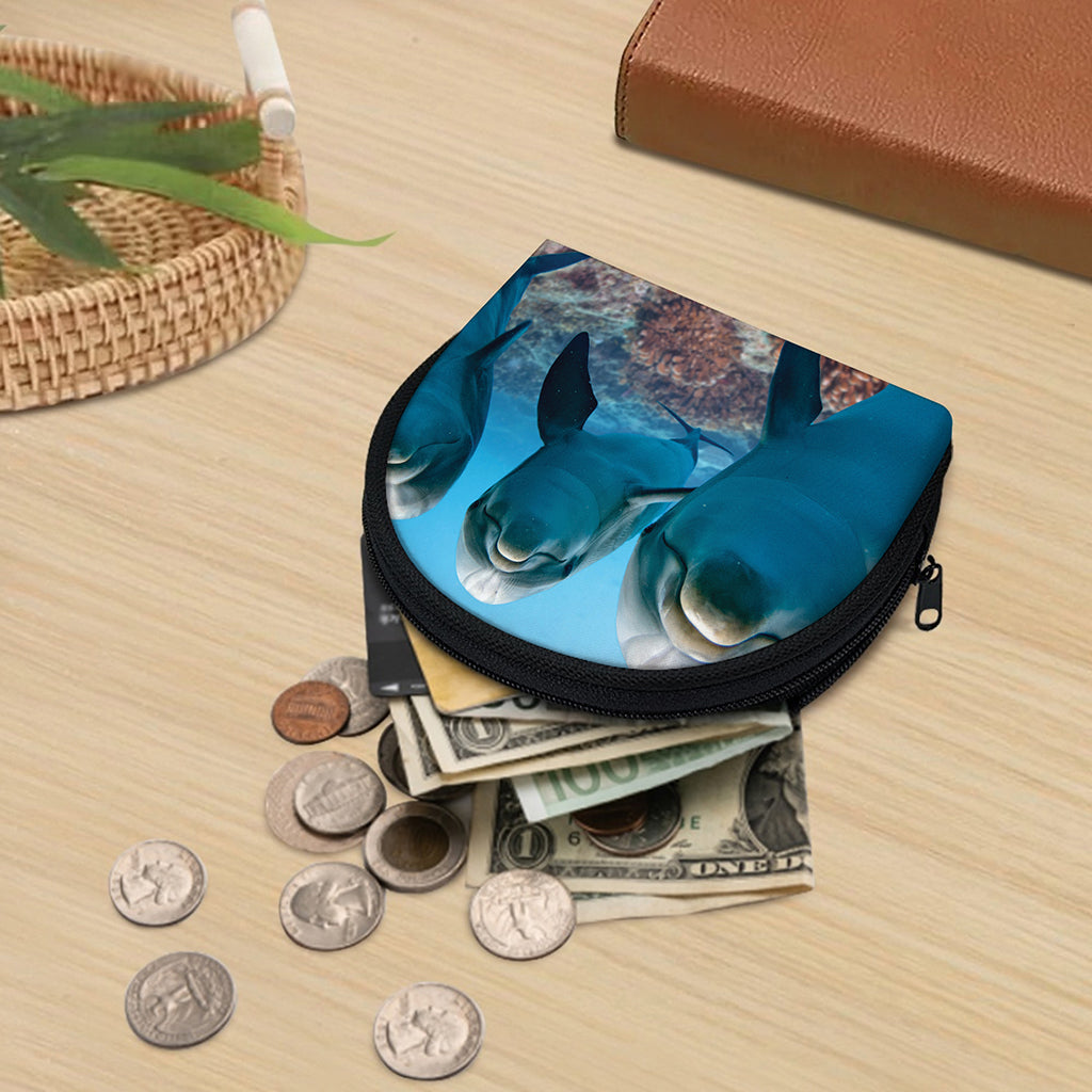 Cute Dolphins In The Ocean Print Coin Purse