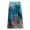 Cute Dolphins In The Ocean Print Cotton Front Slit Maxi Skirt