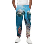 Cute Dolphins In The Ocean Print Cotton Pants