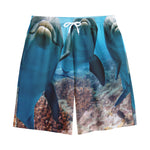 Cute Dolphins In The Ocean Print Cotton Shorts