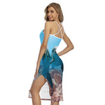 Cute Dolphins In The Ocean Print Cross Back Cami Dress