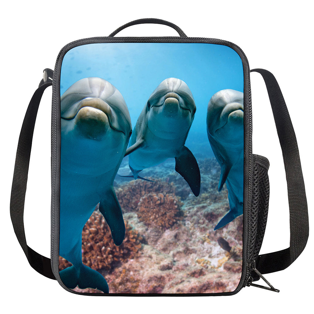 Cute Dolphins In The Ocean Print Crossbody Lunch Bag
