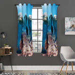 Cute Dolphins In The Ocean Print Curtain
