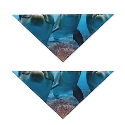 Cute Dolphins In The Ocean Print Dog Bandana