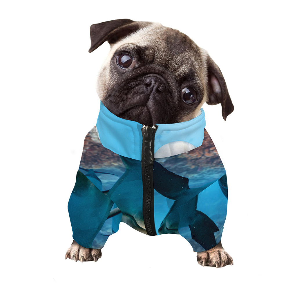 Cute Dolphins In The Ocean Print Dog Zip Up Jacket