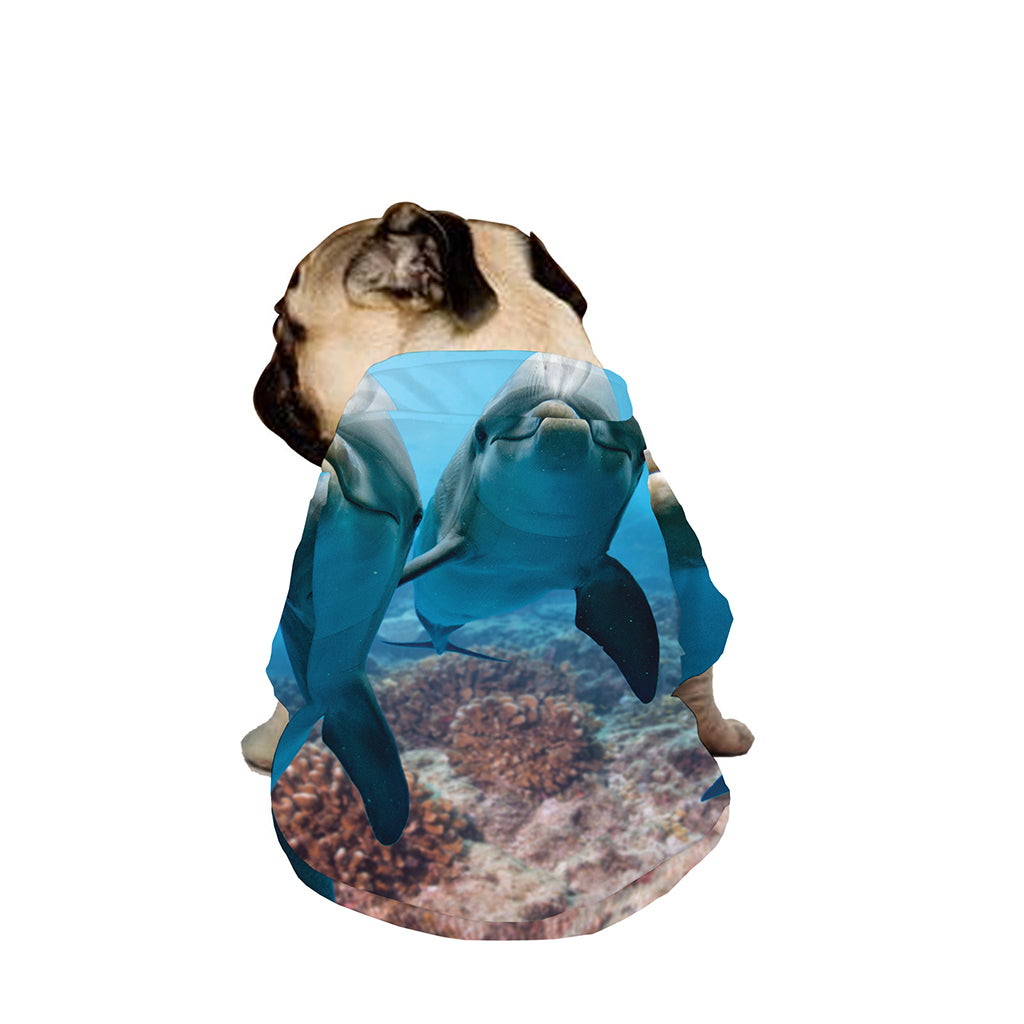 Cute Dolphins In The Ocean Print Dog Zip Up Jacket