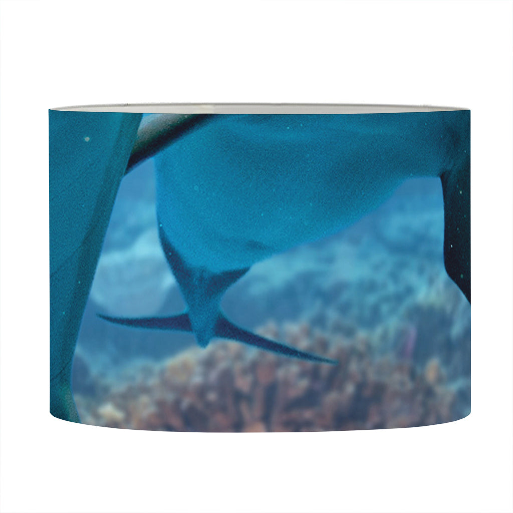 Cute Dolphins In The Ocean Print Drum Lamp Shade