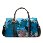 Cute Dolphins In The Ocean Print Duffle Bag