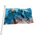 Cute Dolphins In The Ocean Print Flag