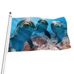 Cute Dolphins In The Ocean Print Flag