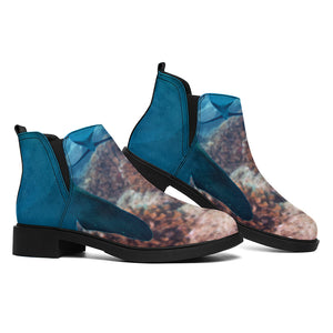 Cute Dolphins In The Ocean Print Flat Ankle Boots