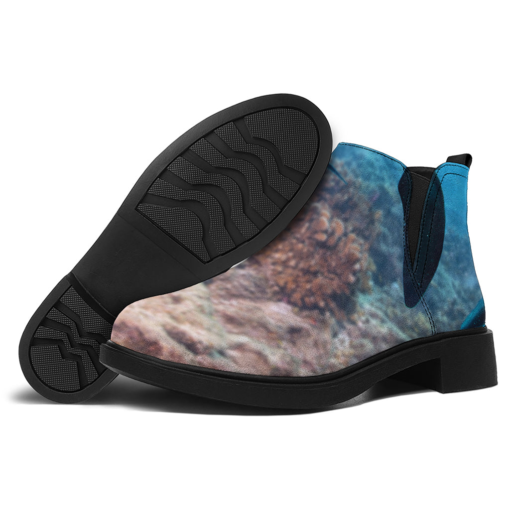 Cute Dolphins In The Ocean Print Flat Ankle Boots