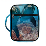 Cute Dolphins In The Ocean Print Front Pocket Bible Bag