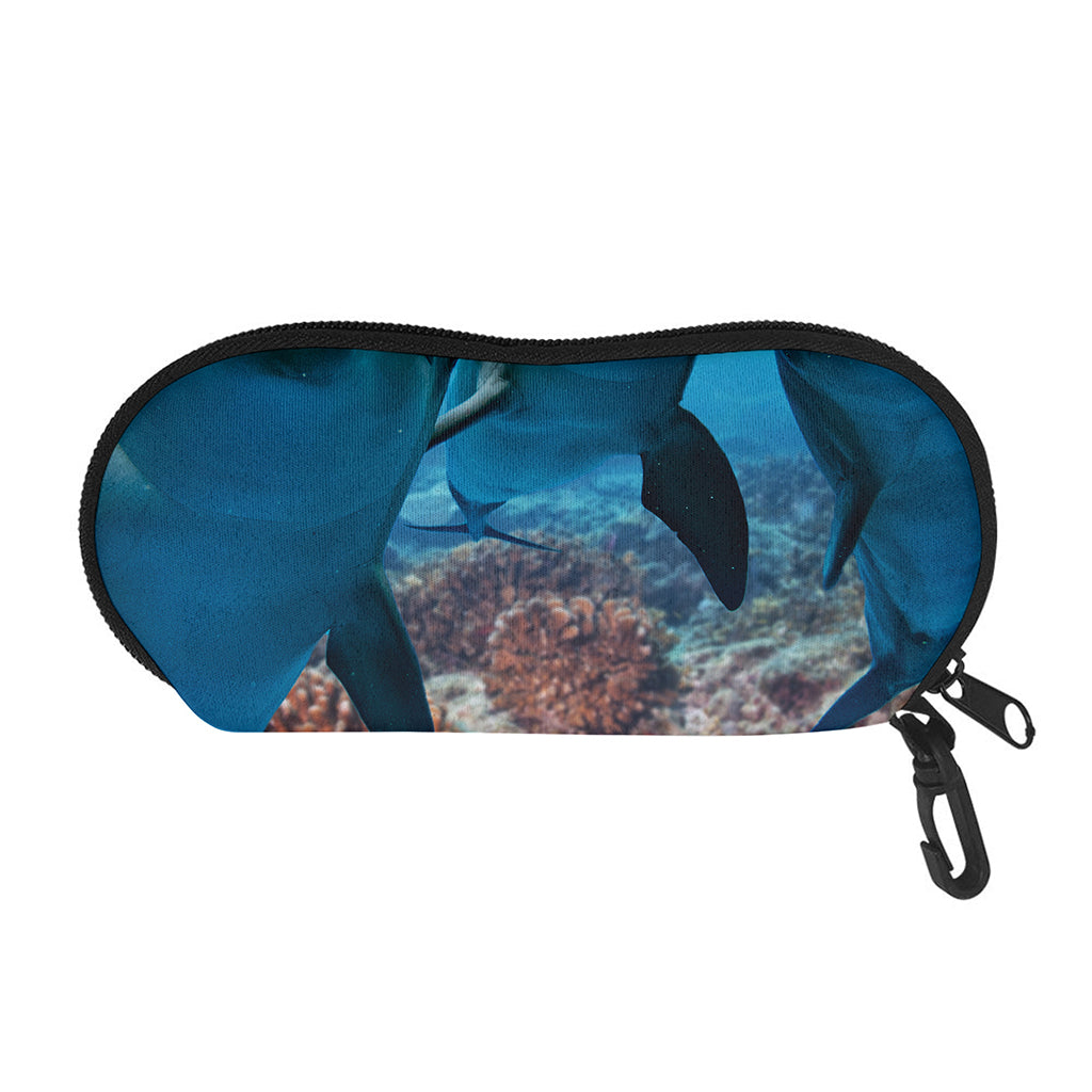 Cute Dolphins In The Ocean Print Glasses Case