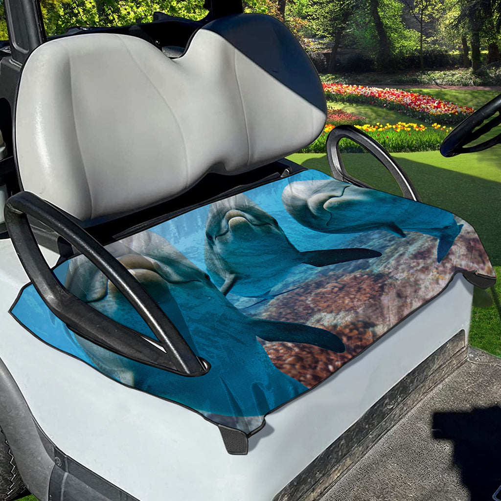 Cute Dolphins In The Ocean Print Golf Cart Seat Cover