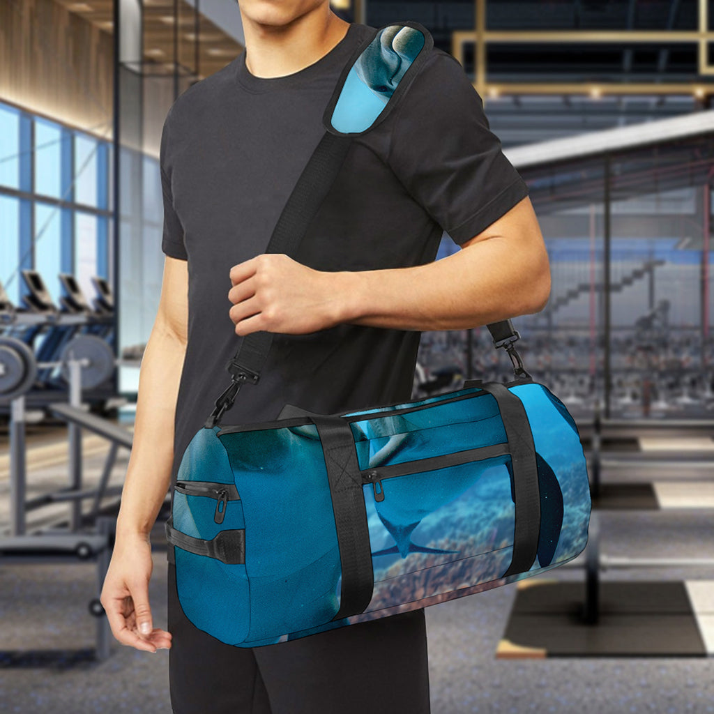 Cute Dolphins In The Ocean Print Gym Bag