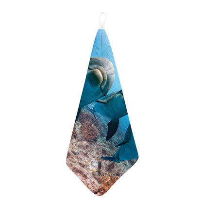 Cute Dolphins In The Ocean Print Hand Towel