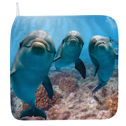 Cute Dolphins In The Ocean Print Hand Towel