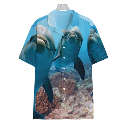 Cute Dolphins In The Ocean Print Hawaiian Shirt