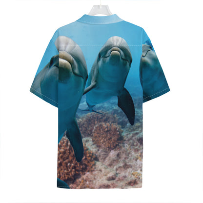 Cute Dolphins In The Ocean Print Hawaiian Shirt