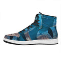 Cute Dolphins In The Ocean Print High Top Leather Sneakers