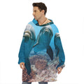 Cute Dolphins In The Ocean Print Hoodie Blanket