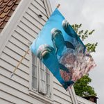 Cute Dolphins In The Ocean Print House Flag