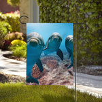 Cute Dolphins In The Ocean Print House Flag