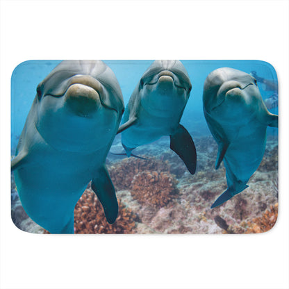 Cute Dolphins In The Ocean Print Indoor Door Mat
