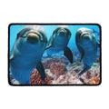 Cute Dolphins In The Ocean Print Kitchen Mat