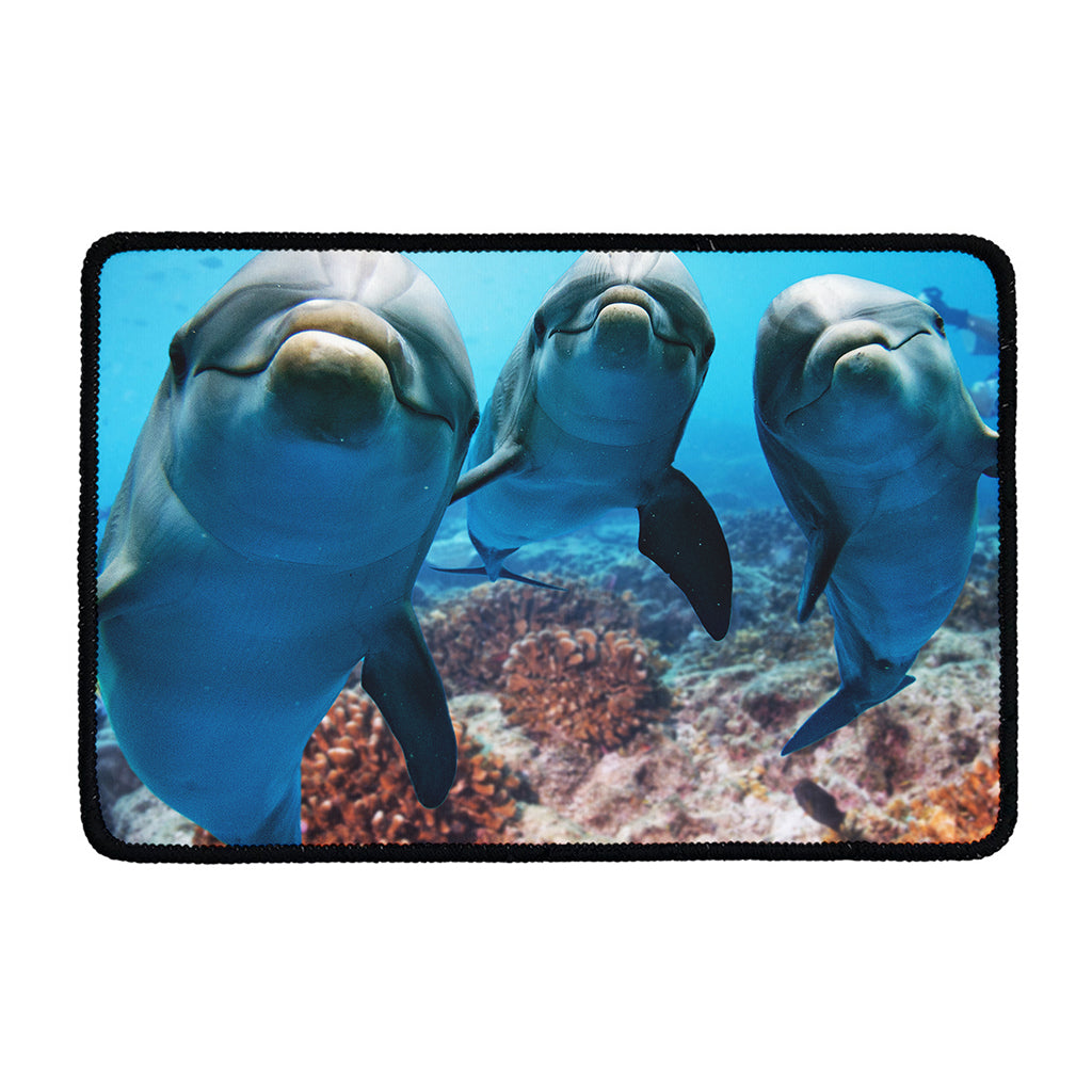 Cute Dolphins In The Ocean Print Kitchen Mat